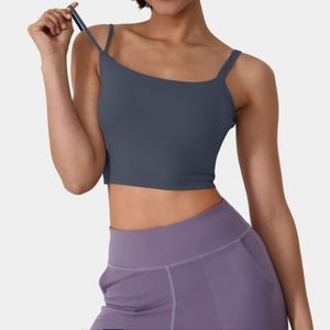 Halara Cropped Yoga Tank Top Twisted Backless Double Straps Gym Active S…